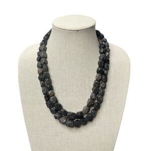 Jay King Mine Finds DTR Bryozoan Fossil Double Strand Necklace 20"-22” Box & Bag